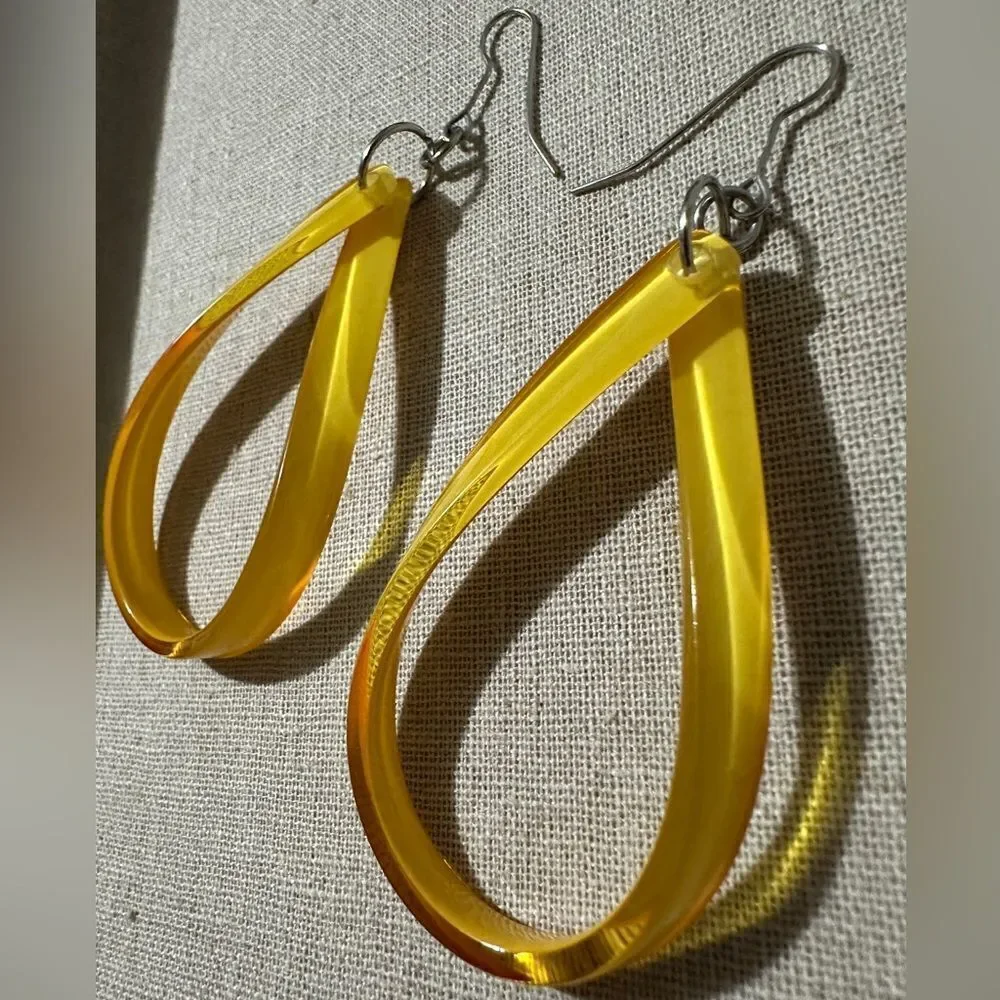 Bold Yellow Loop Drop Earrings – Lightweight & Unique